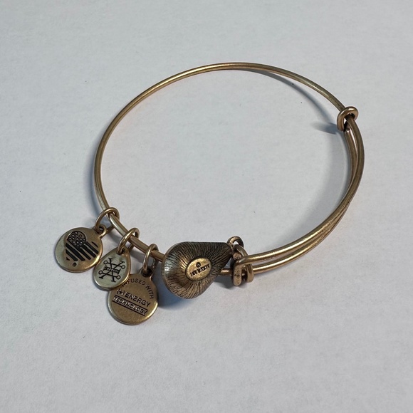 Alex and Ani Gold tone September Blue Birthstone Bangle Bracelet - Picture 2 of 4